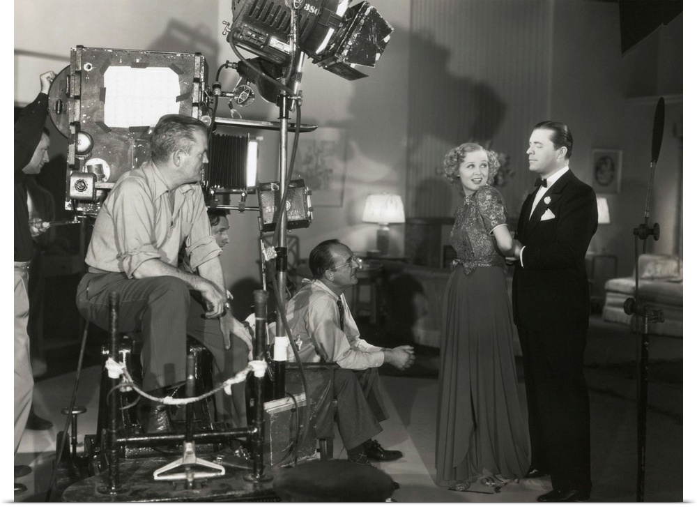 Camera man Don Clark and Director James Tinling film a scene for 'Change of Heart' with Lyle Talbot and Gloria Stuart. 20t...