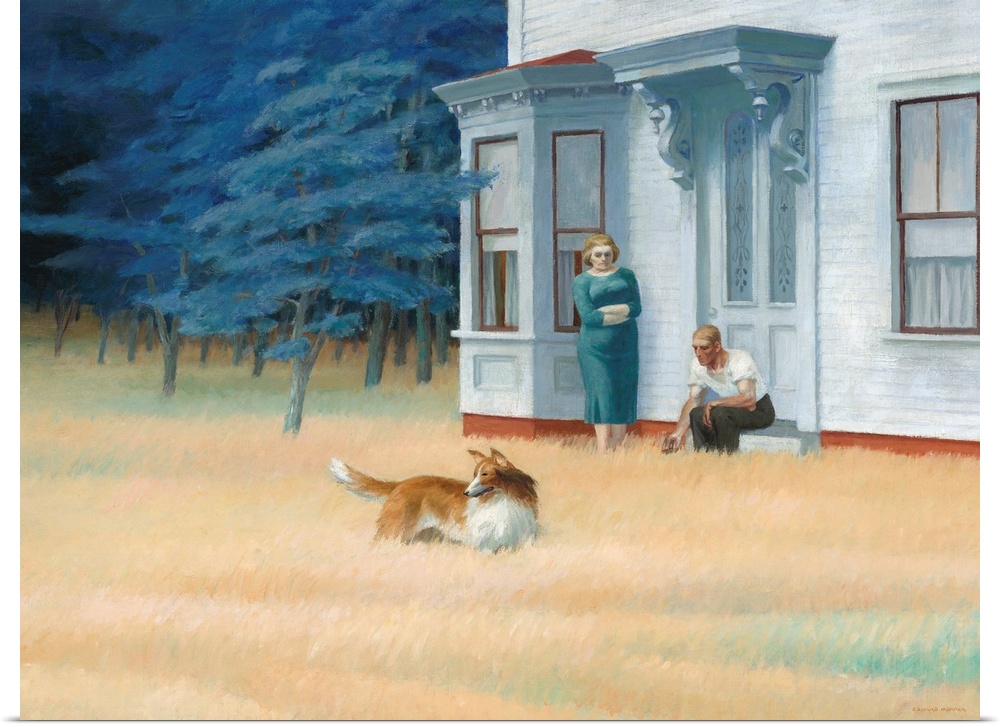 Cape Cod Evening, by Edward Hopper, 1939, American painting, oil on canvas. Hopper described this painting as: 'In the wom...