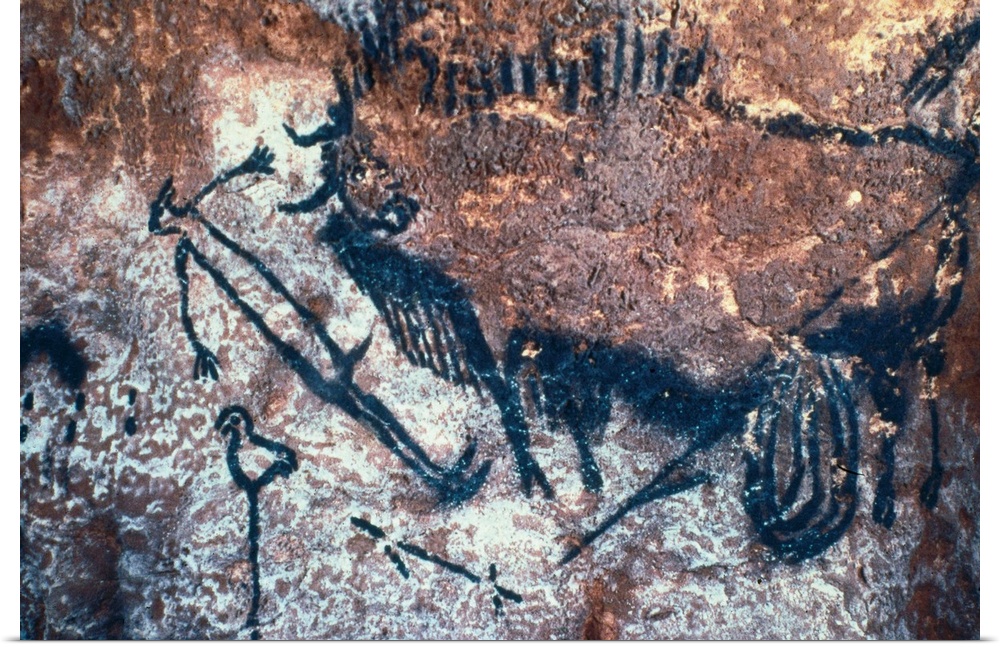 FRANCE. Montignac. The Cave of Lascaux. Fighting scene between men and bisons (c.17000-15000 BC). Upper Paleolithic. Magda...