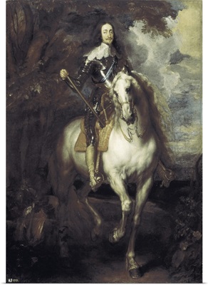 Charles I on horseback. Pupil of Anton Van Dyck