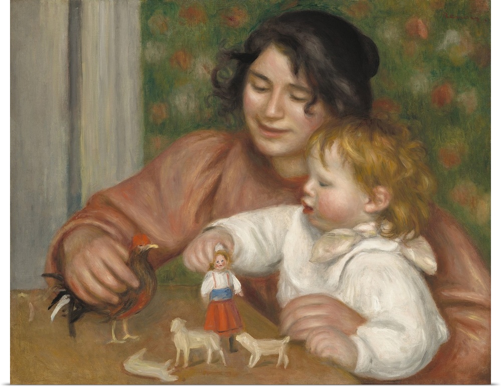 Child with Toys - Gabrielle and the Artist's Son, Jean, by Auguste Renoir, 1895-96, French impressionist painting, oil on ...
