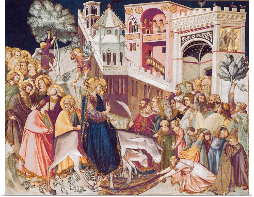 LORENZETTI, Pietro (1280-1348). Entry of Christ into Jerusalem. ca. 1320. ITALY. Assisi. Lower Basilica of San Francesco d...