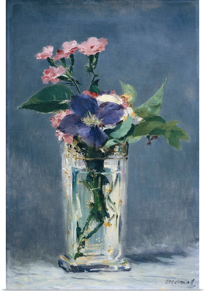 MANET, edouard (1832-1883). Clematis in a Crystal Vase. 1882. Impressionism. Oil on canvas. FRANCE. Paris. Musee d'Orsay (...