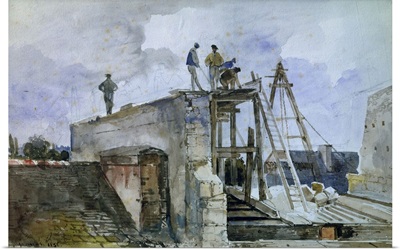 Construction of a house, view From Granet's Window at Institute, 1836
