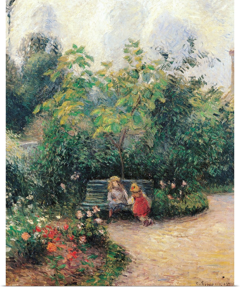 A Corner of the Garden at the Hermitage, by Camille Pissarro, 1877, 19th Century, oil on canvas, cm 55 x 46 - France, Ile ...