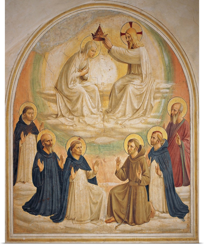 The Coronation of the Virgin, by Guido di Pietro (or Piero) known as Beato Angelico, 1438 - 1446 about, 15th Century, curv...