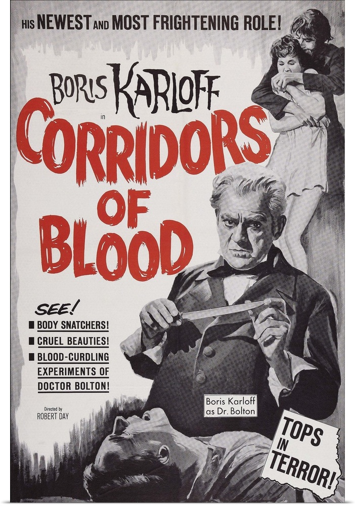 Corridors Of Blood, US Poster Art, Boris Karloff, 1958.