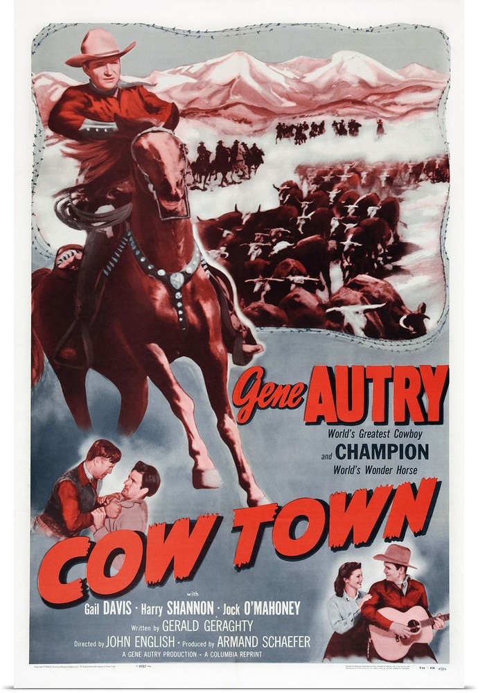 Cow Town, US Poster Art,  From Left: Gene Autry, Jock Mahoney, Gail Davis, Gene Autry, 1950.