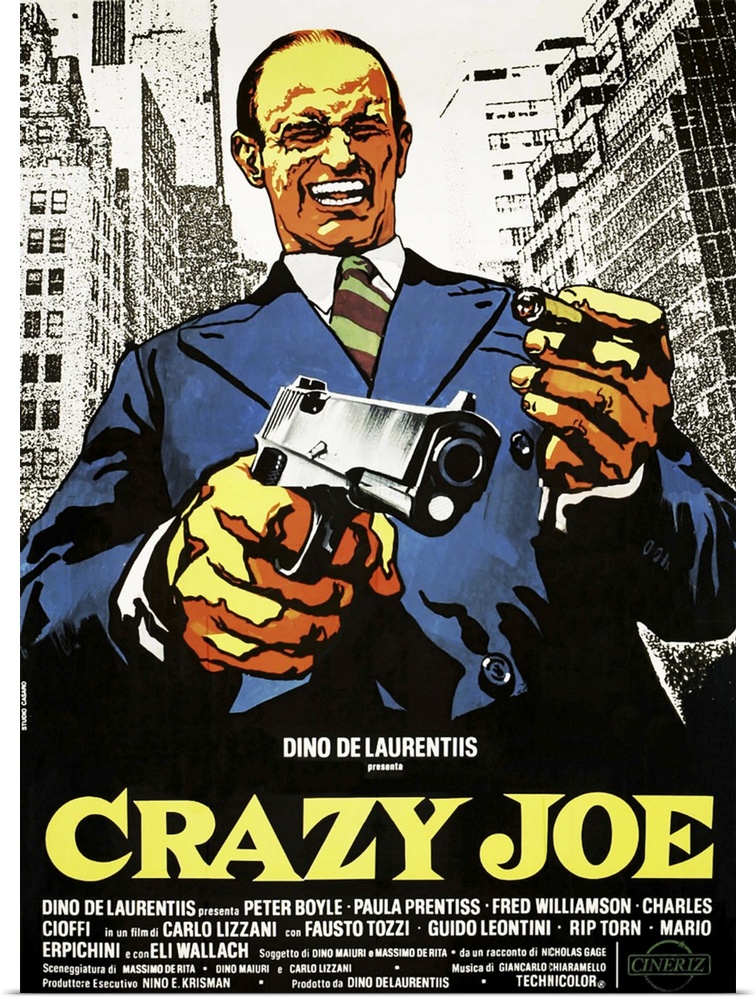 Crazy Joe, Italian Poster Art, Peter Boyle, 1974.