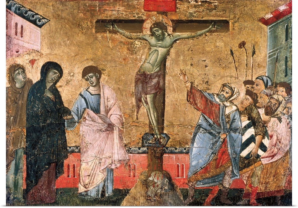 Guido da Siena, School (13th century). Crucifixion of Jesus. 13th c. Romanesque art. Painting. ITALY. Siena. Pinacoteca Na...