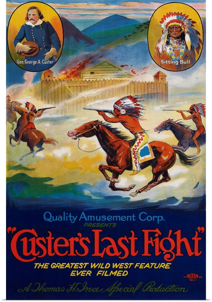 Retro poster artwork for the film Custer's Last Fight.