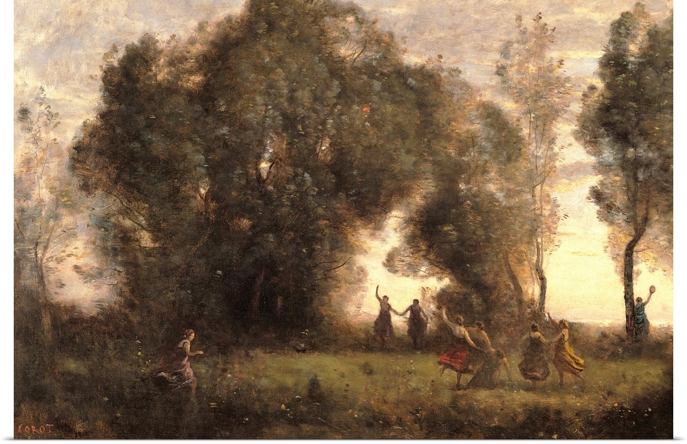 The Dance of the Nymphs, by Jean-Baptiste-Camille Corot, 1860 - 1865 about, 19th Century, oil on canvas, cm 49 x 77,5 - Fr...