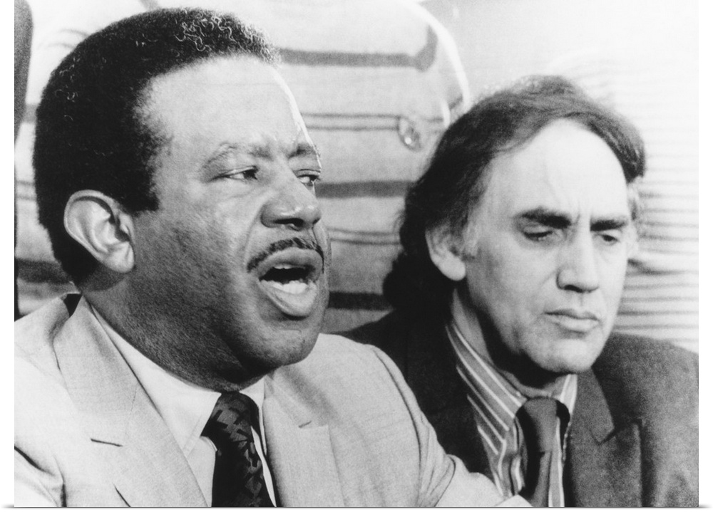Defense Attorney William Kunstler and Rev. Ralph Abernathy at end of the 'Chicago Seven' trial. Kunstler charged U.S. Dist...