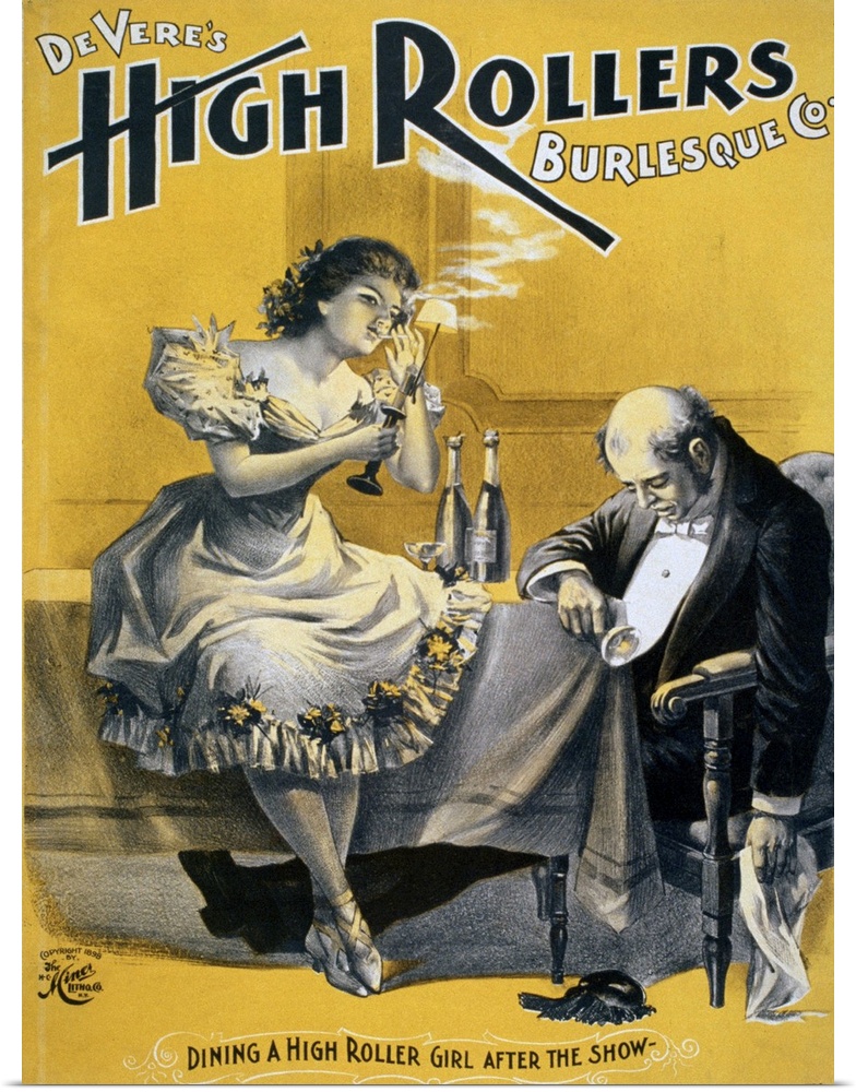 Devere's High Rollers Burlesque Company, a chorus girl smoking while her older, well-dressed male companion has passed out...