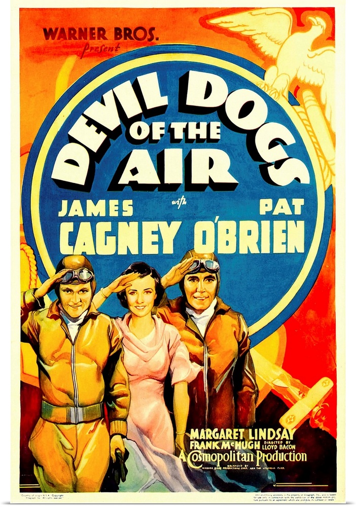 DEVIL DOGS OF THE AIR, from left: James Cagney, Margaret Lindsay, Pat O'Brien on midget window card, 1935.