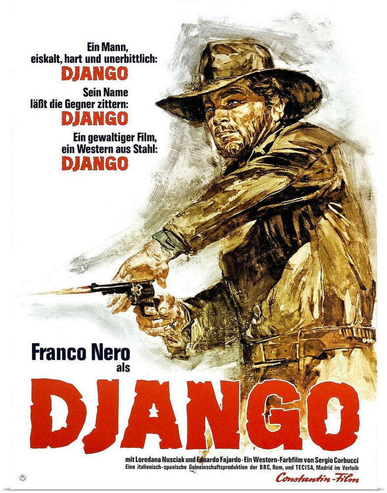 Django, German Poster Art, Franco Nero, 1966.