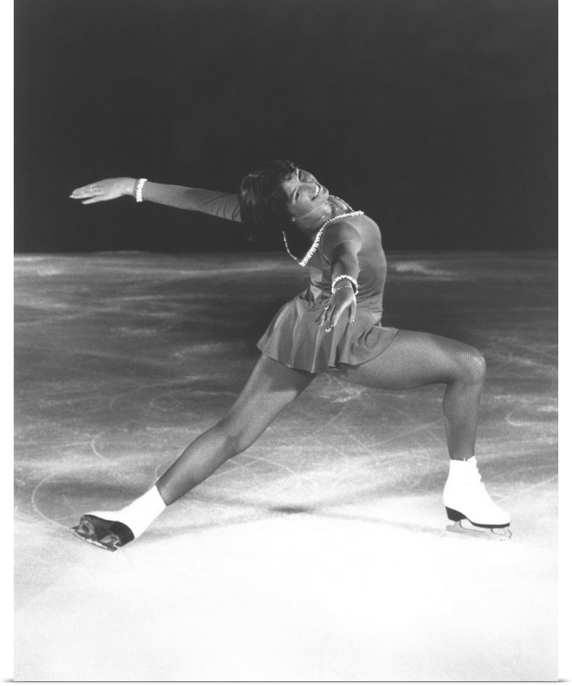 Dorothy Hamill, star skater, performs a 'Ina Bauer' move. 1976 Olympic Gold Medalist skated in ICE CAPADES from 1977-84.