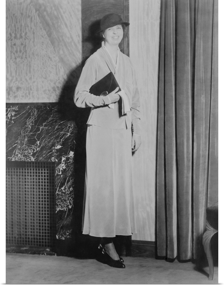 Eleanor Roosevelt, on Inauguration Day 1933. The new First Lady worn a lavender velvet day dress that is now in the collec...