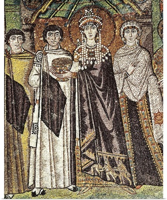 Empress Theodora with her Court, Early Byzantine mosaic