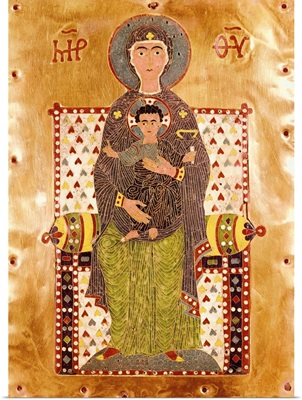 Enthroned Virgin Mary, 10th c. Byzantine Icon of enamel and gold