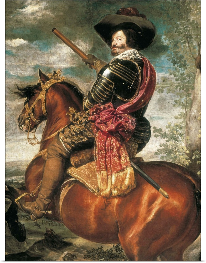 VELAZQUEZ, Diego Rodriguez de Silva (1599-1660). Equestrian portrait of the Count-Duke of Olivares, Gaspar de GuzmAn y Pim...
