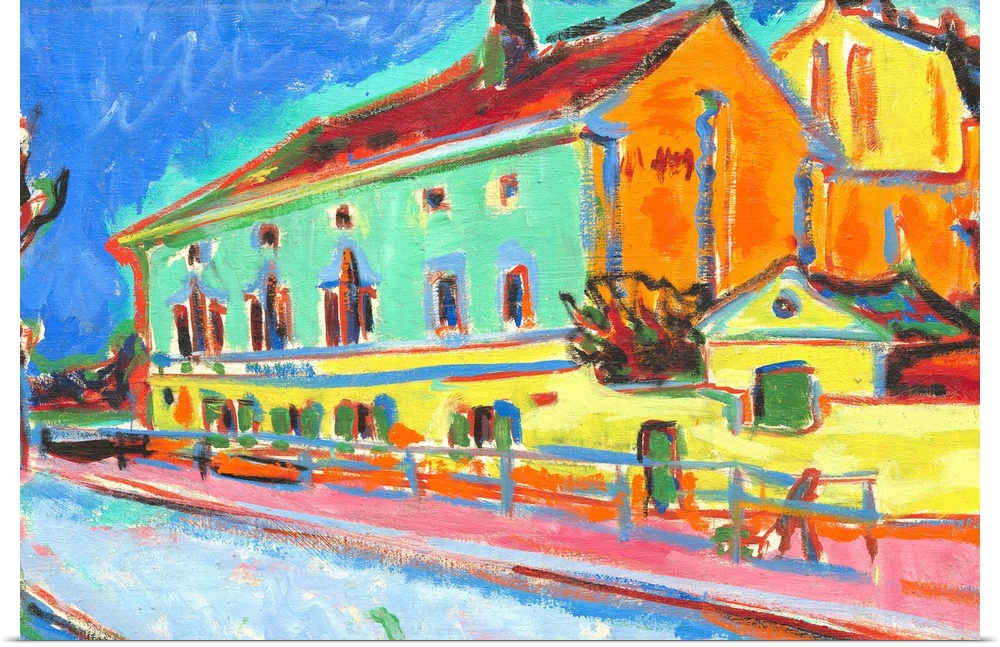 Ernst Ludwig Kirchner, by Houses in Dresden, 1909-10, German painting, oil on canvas. This work was painted while Kirchner...