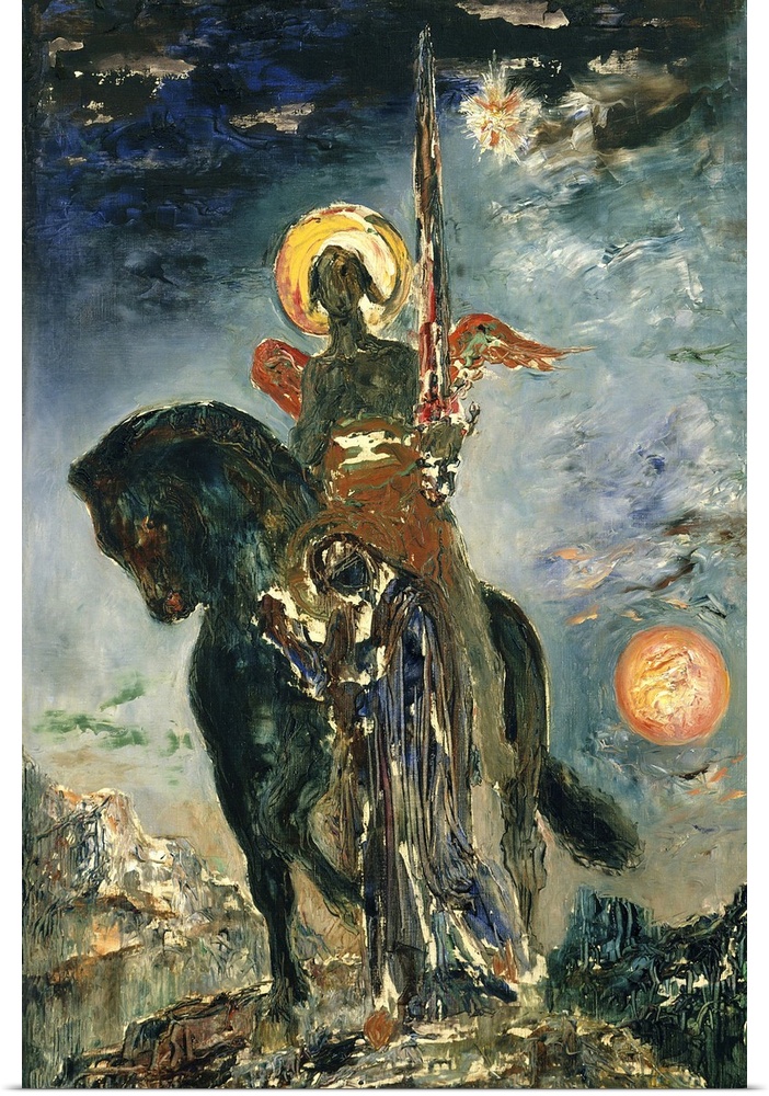 4071, Gustave Moreau, French School. The Fate and the Angel of Death. 1890. Oil on canvas, 1.10 X 0.37 m. Paris, musee Gus...