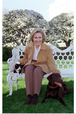 First Lady Hillary Rodham Clinton with Socks the Cat and Buddy the Dog