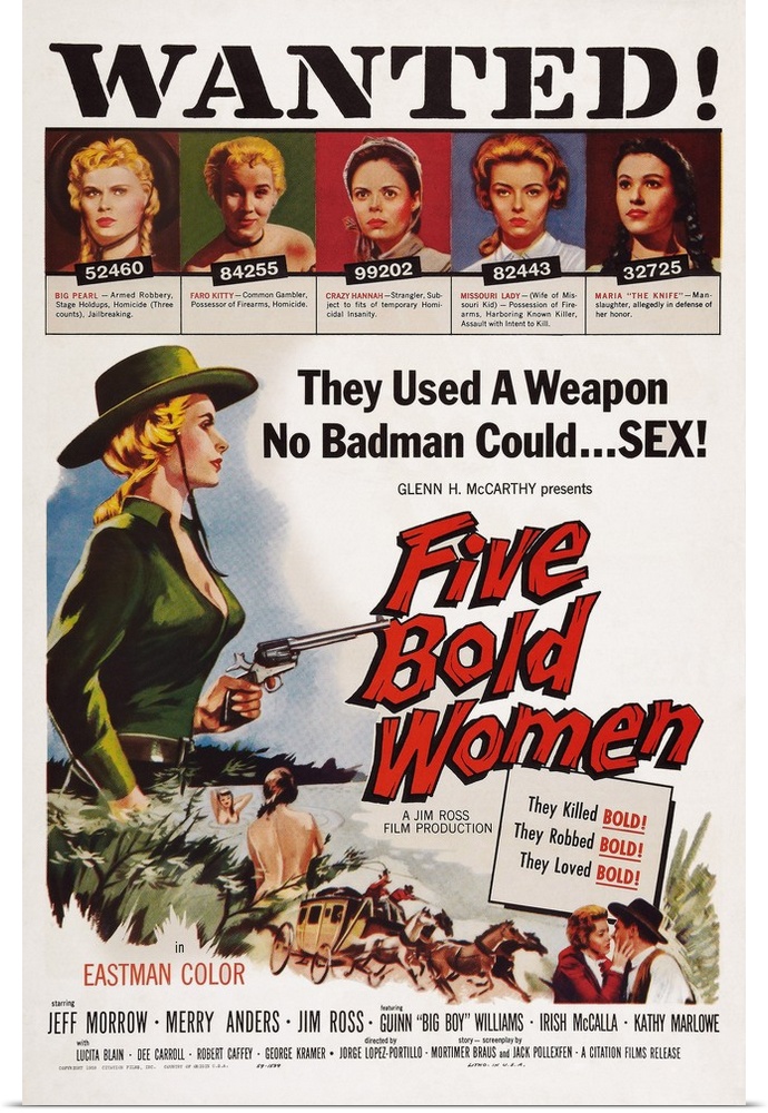 Five Bold Women, US Poster Art, Irish Mccalla, Kathy Marlowe, Dee Carroll, Merry Anders, Lucita Blain, 1960