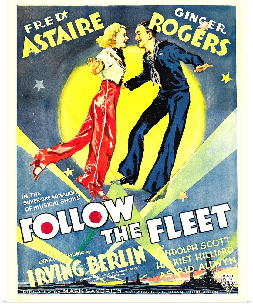 FOLLOW THE FLEET, from left: Ginger Rogers, Fred Astaire on window card, 1936