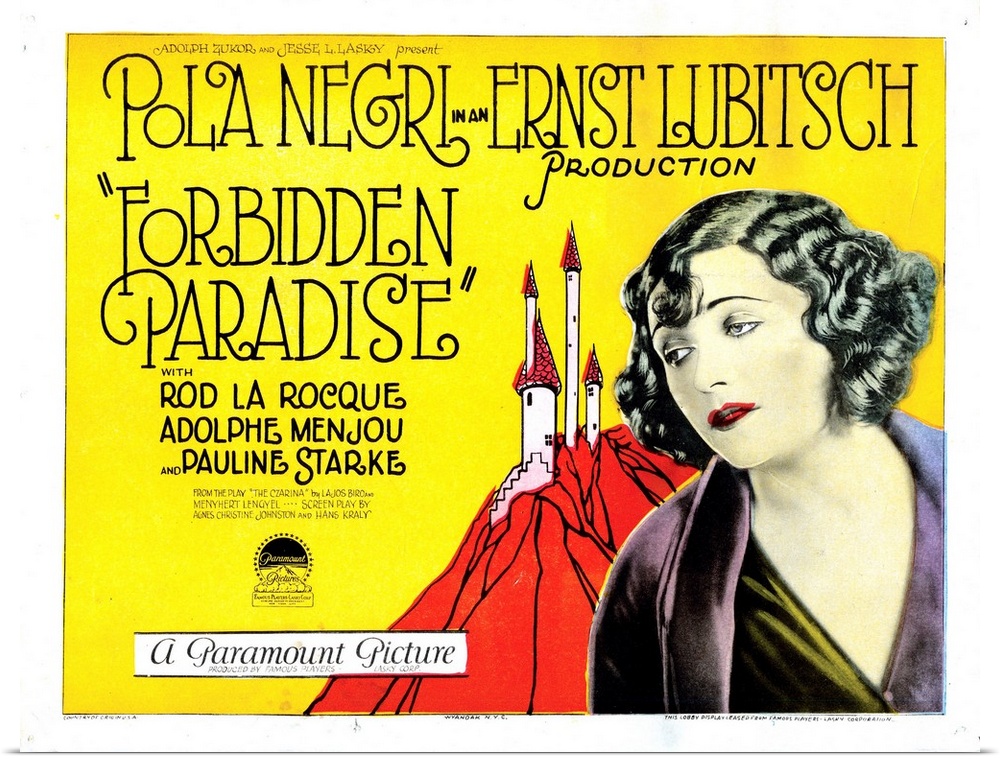 Forbidden Paradise, Lobbycard, Pola Negri, 1924.