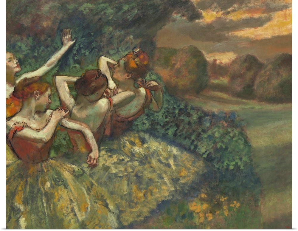 Four Dancers, by Edgar Degas, 1899. French impressionist painting, oil on canvas. The four figures were based on photograp...