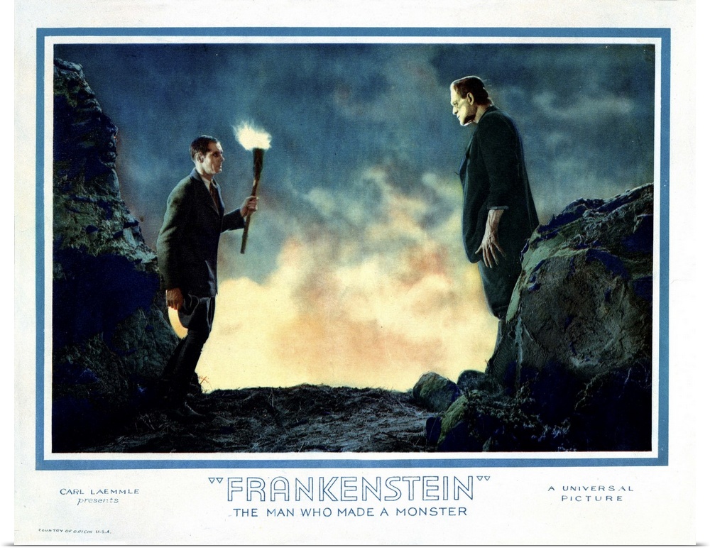 Frankenstein, US Lobbycard, From Left: Colin Clive, Boris Karloff, 1931.