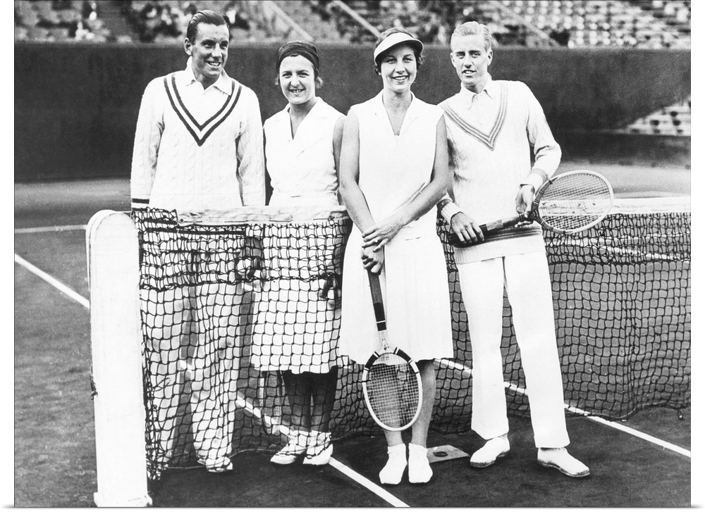 Fred Perry and Betty Nuthall (left) of Britain won the French Mixed Doubles Championship. June 7, 1932. They defeated Amer...