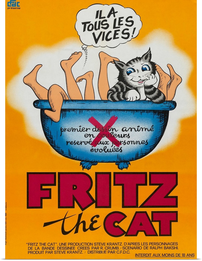 Fritz The Cat, Fritz The Cat On French Poster Art, 1972.