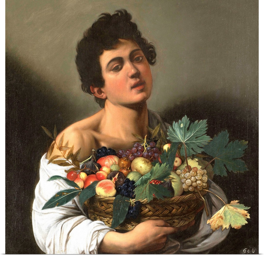 Fruit seller (Boy with Basket of Fruit), by Michelangelo Merisi known as Caravaggio, 1593 - 1595, 16th Century, oil on can...