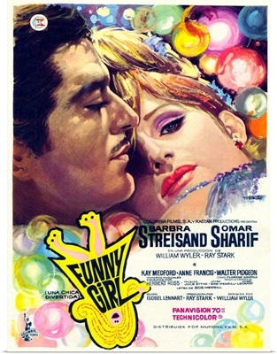 Funny Girl, Omar Sharif, Barbra Streisand, Spanish Poster, 1968