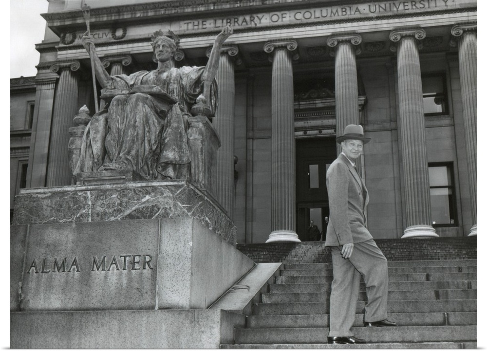 Gen. Dwight Eisenhower on the steps of Low Library of Columbia University. May 4, 1948. He was University's President from...