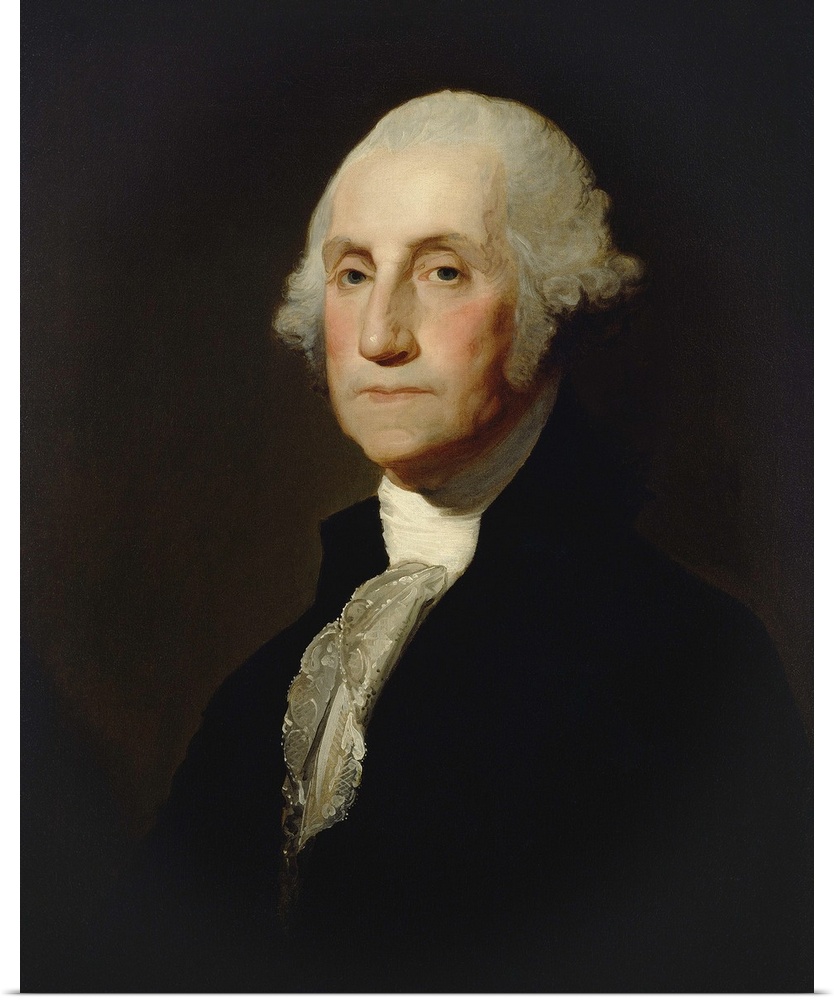 George Washington, by Gilbert Stuart, c. 1803-05, American painting, oil on canvas. In 1796 Washington sat for Stuart who ...