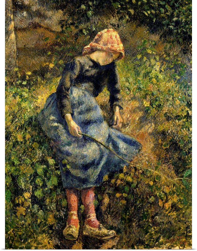 4025, Camille Pissarro, French School. Girl with a Stick. 1881. Oil on canvas, 0.81 x 0.64 m. Paris, musee d'Orsay. C4025,...