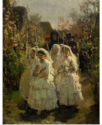 Girls at First Communion, in Courrieres, 1855, By Jules Breton, French painting