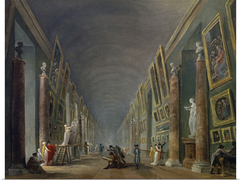 Hubert Robert, French School. The Great Gallery of the Louvre between 1801 and 1805. Oil on canvas, 0.37 x 0.46 m. Paris, ...