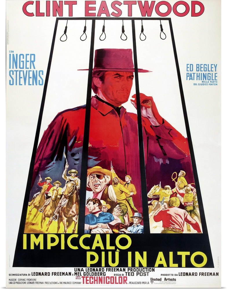Hang 'Em High, (aka Impiccalo Piu In Alto), Clint Eastwood, Italian Poster Art, 1968.