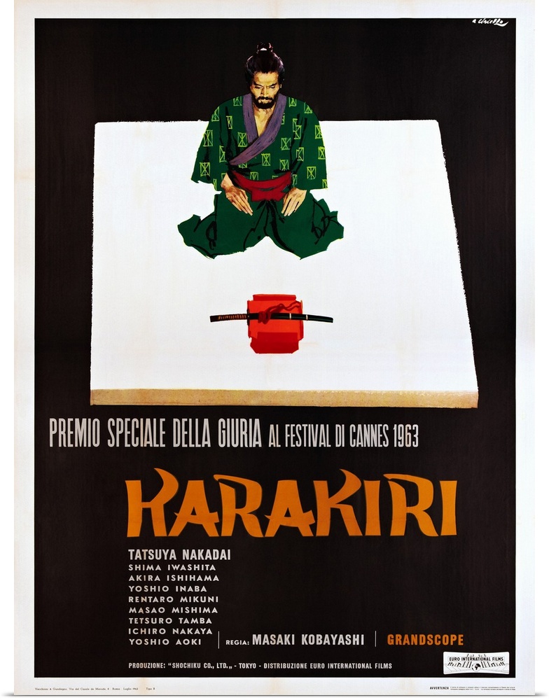 Harakiri, (aka Seppuku), Italian Poster, Tatsuya Nakadai, 1962.
