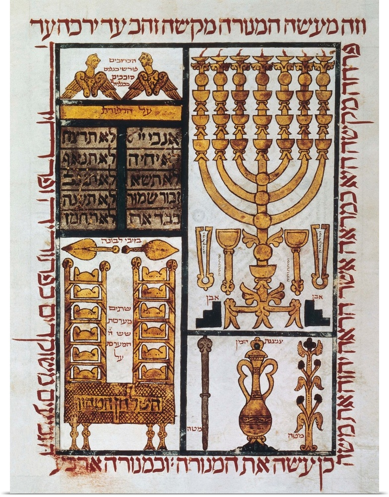 Hebrew Bible (1299) located in Perpignan (Kingdom of Mallorca). Folio 13. Representation of the Ark of the Covenant open s...