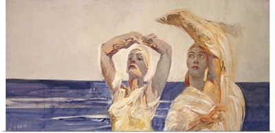 Helen of Troy and Priestess Cassandra Raise Arms Toward the Sky, 1928