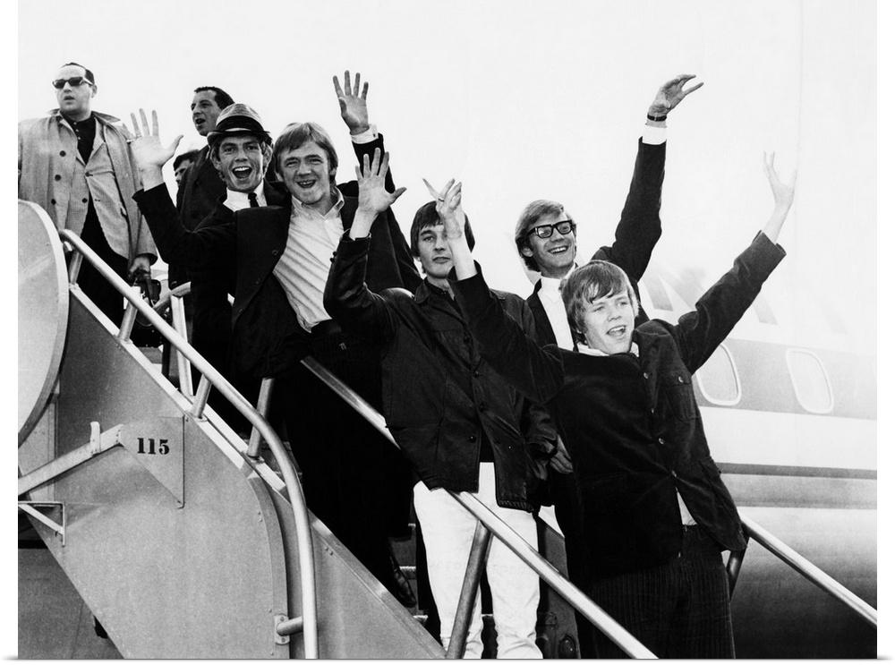 Herman's Hermits arrive in New York from a tour of Japan, Feb. 1966. At the time, the group out-ranked the Beatles in worl...