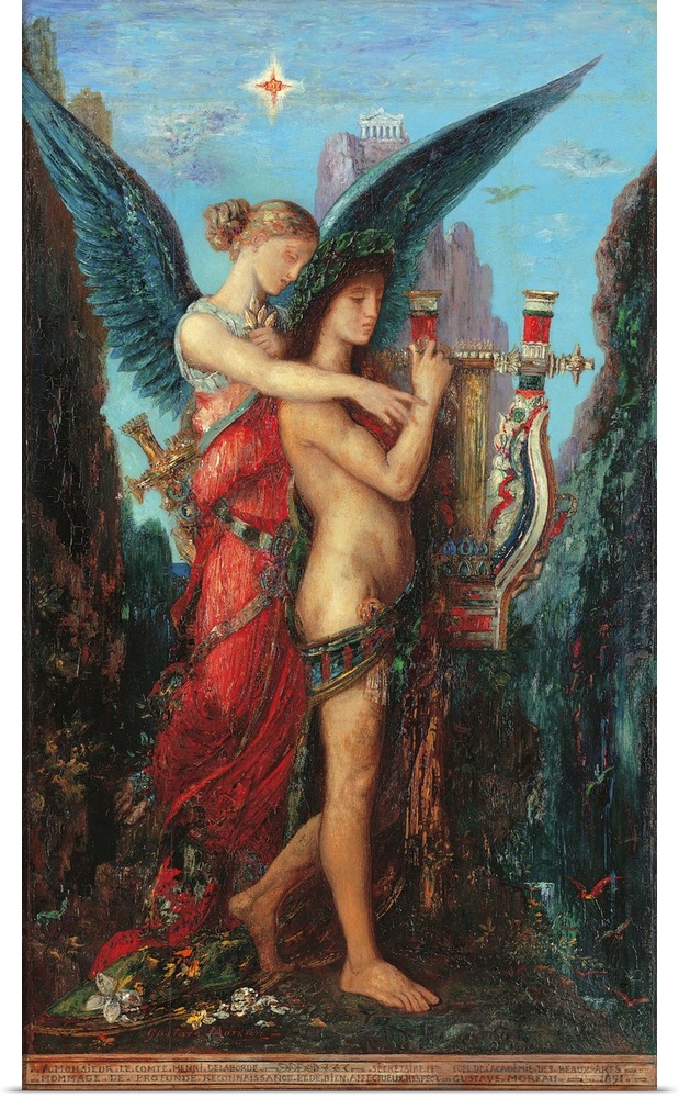 Hesiod and the Muse, by Gustave Moreau, 1891, 19th Century, oil on panel, cm 59 x 34,5 - France, Ile de France, Paris, Mus...