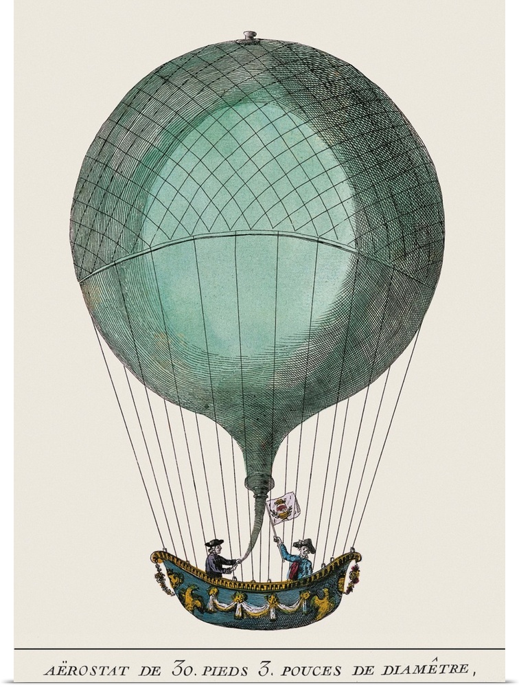 Balloon. Engraving. It leaved in 14th January, 1784.