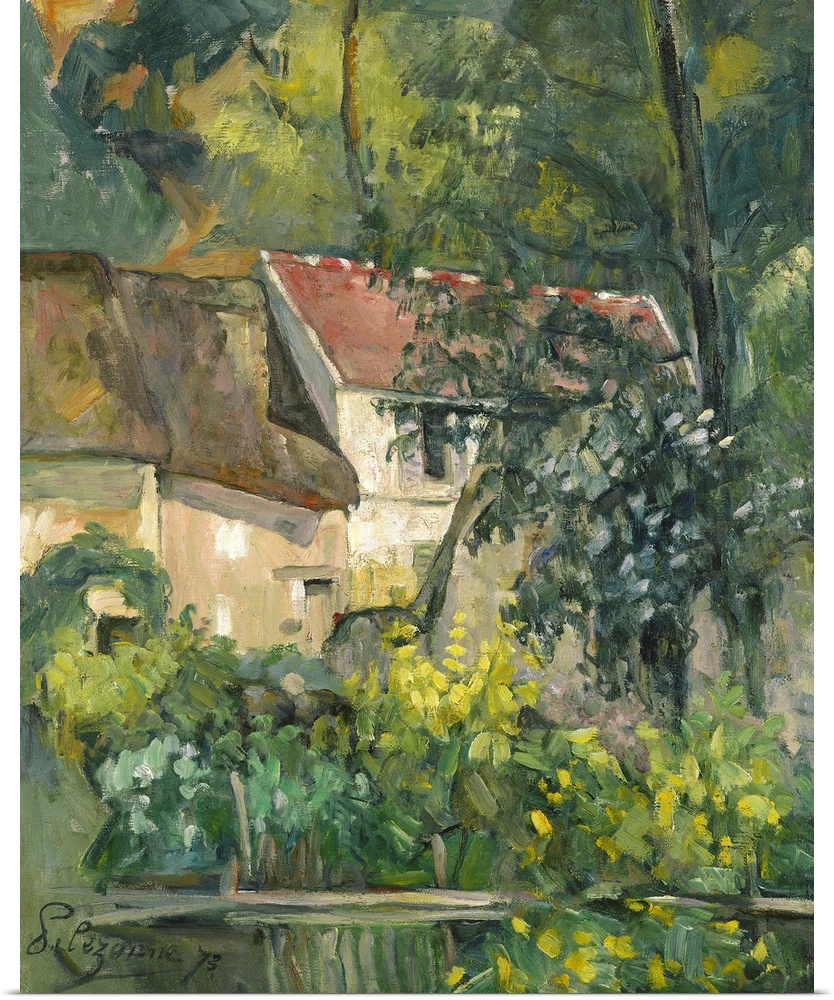 House of Pere Lacroix, by Paul Cezanne, 1873, French Post-Impressionist painting, oil on canvas. Bright hues and lighter b...